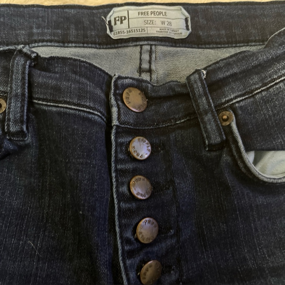 Free People high rise button fly Dark Blue Jeans